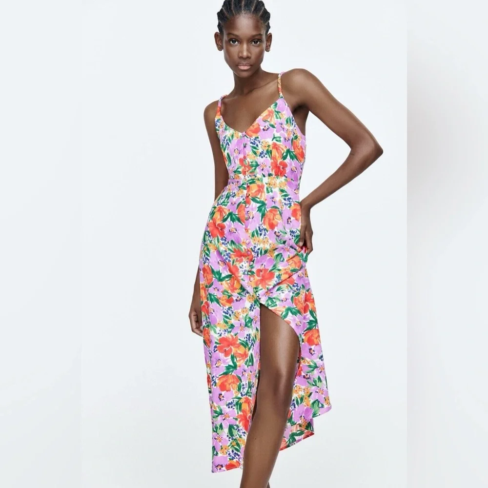 Zara Pink Floral Dress - Picture 3 of 7